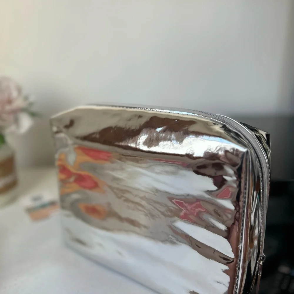 designed by cali PU Leather Holographic Makeup Cosmetic Bag Toiletries Organizer